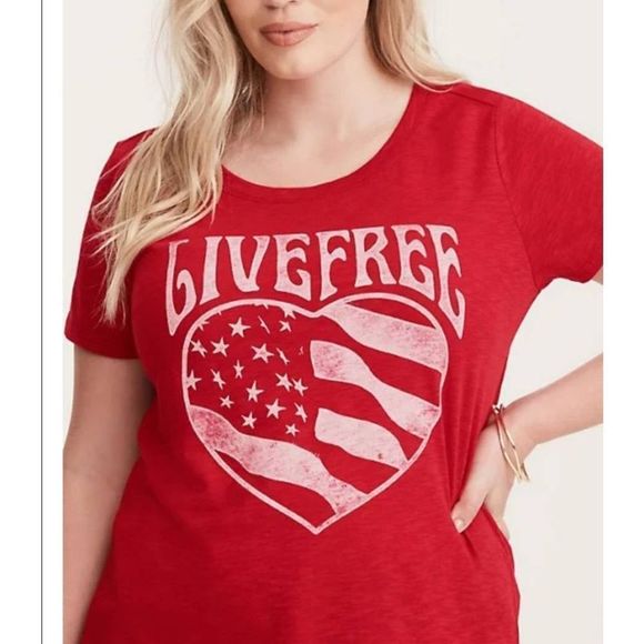torrid Tops - Torrid Size 0 Red Tee Live Free